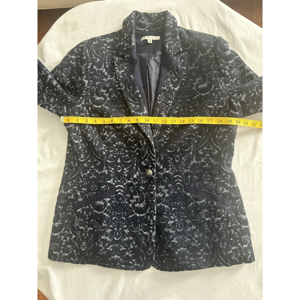 Cabi Jacquard Textured Blazer Womens Size 12 Blue Classic Career Preppy - Picture 7 of 9